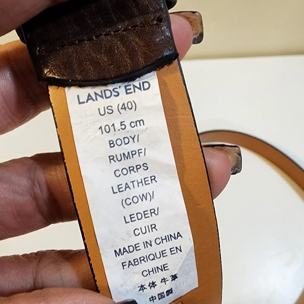 LAND'S END men's Brown Cow Leather Belt size 40